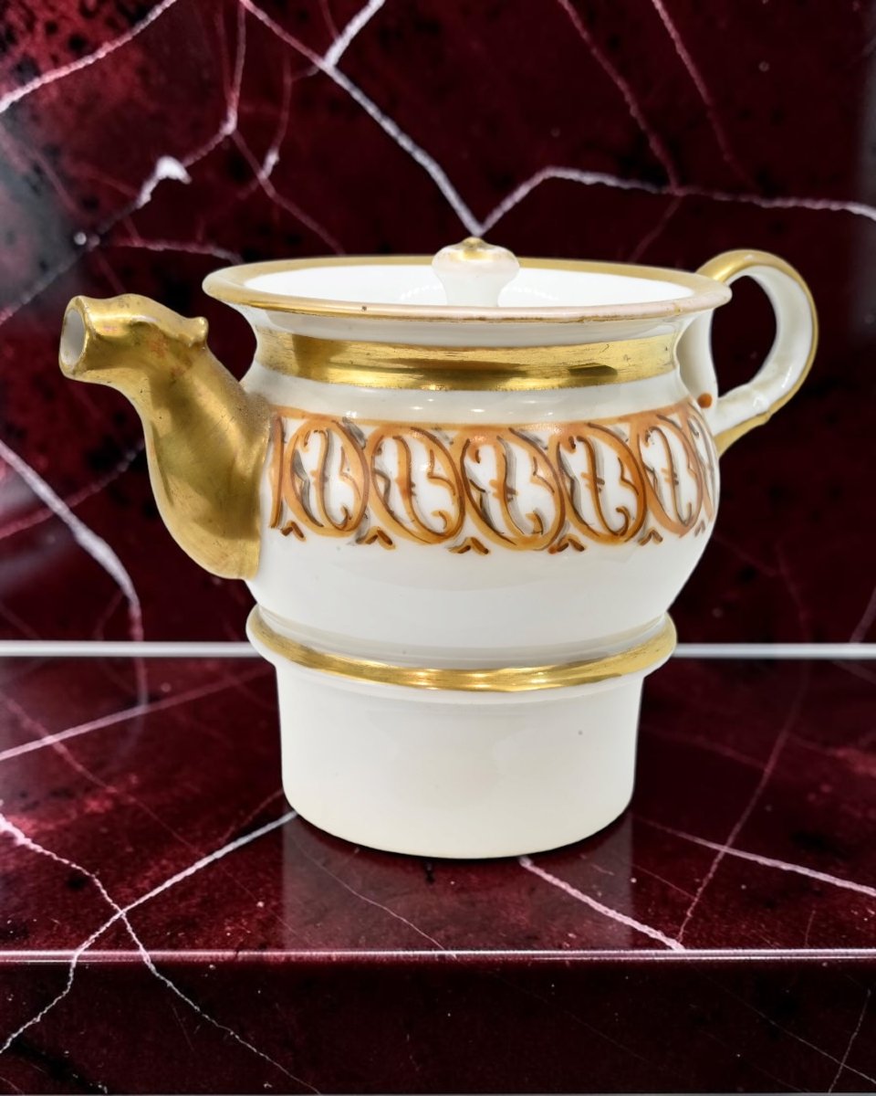 Porte à tisane en porcelaine polychrome - France, XIXe siècle-photo-2